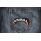 Deplorable Small Flag Rocker Patch Deplorable Patch shown on jeans