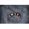WTF Small Flag Rocker Patch WTF Patch shown on jeans