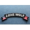Lone Wolf Small Flag Rocker Patch Lone Wolf Patch diagonal view