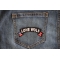 Lone Wolf Small Flag Rocker Patch Lone Wolf Patch shown on jeans