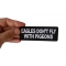 Eagles Don't Fly with Pigeons Patch, Biker Saying Patches shown on hand for size comparison