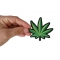 Pot Leaf Patch Pot Leaf Novelty Iron on Patch shown on hand for size comparison