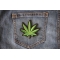 Pot Leaf Patch Pot Leaf Novelty Iron on Patch shown on jeans
