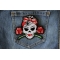 Rockabilly Lady Skull Patch Lady Skull and Roses Patch shown on jeans
