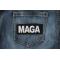 MAGA Black and White Patch MAGA Patch shown on jeans
