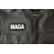 MAGA Black and White Patch MAGA Patch, Trump Patches shown on leather vest