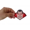 Whacky Dracula Vampire Patch Whacky Dracula Vampire Iron on Funny Iron on Patch shown on hand for size comparison