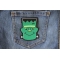 Whacky Frankenstein Funny Iron on Patch shown on jeans