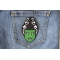 Lady in Green Iron on Patch shown on jeans