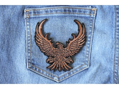 Brown Eagle Small Embroidered Iron on Patch