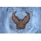 Brown Eagle Small Embroidered Iron on Patch Brown Eagle Patch shown on jeans