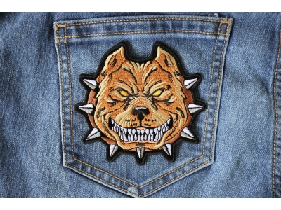 Pit Bull Spike Collar Iron on Patch