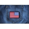 Reversed American Flag with Black Borders Patch Reversed American Flag with Black Borders Patch shown on jeans