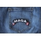 MAGA US Flag Rocker Patch MAGA Patch shown on jeans