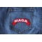 MAGA Red Rocker Patch MAGA Patch shown on jeans