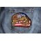 Big Claws Eagle iron on patch Eagle Patch with giant Talons and American Flag shown on jeans