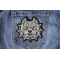 Gray Pitbull Dog Small Patch Pitbull Patch shown on jeans