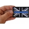 UK Flag Patch with Blue Line for Police UK Flag Patch with Blue Line for Police shown on hand for size comparison