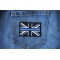UK Flag Patch with Blue Line for Police UK Flag Patch with Blue Line for Police shown on jeans