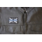 UK Flag Patch with Blue Line for Police UK Flag Patch with Blue Line for Police - 3x2 inch - Embroidered Iron on Patch shown on leather vest