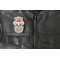 Bearded Sugar skull Small Iron on Patch Sugar Skull with Mustache and Beard Patch, Biker Skull Patches shown on leather vest