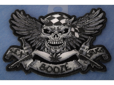 Sex Booze Drugs Checkered Skull and Wings Patch