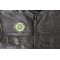 If you Can Read this You are too Fucking Close Patch shown on leather vest