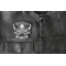Loud Pipes Save Lives Skull Patch Loud Pipes Save Lives Skull and Pipes Patch, Biker Skull Patches shown on leather vest