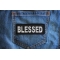 Blessed Iron on Patch Blessed Iron on Christian Patch shown on jeans