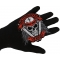 Brotherhood of Bikers Respect and Loyalty Skull Patch Brotherhood of Bikers Respect and Loyalty Skull and Swords Patch, Biker Skull Patches shown on hand for size comparison