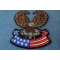 Brown Eagle Patch sitting on American Flag Patch for Jackets diagonal view