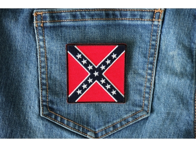 Historical Square Rebel Flag Iron on Patch
