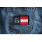 Historical Florida Flag Iron on Patch shown on jeans