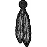 Iron on Feather Patch with Black and White Embroidery with strong adhesive backing