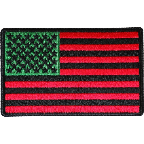 3.2x2 inch Embroidered Iron on Patch American Flag with African Colors Iron on Patch 
