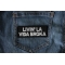 Livin La Vida Broka Funny Iron on Patch Livin La Vida Broka Patch shown on jeans