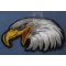 Eagle Head Facing Left Iron on Sew on Embroidered Patch Eagle Head Left facing Iron on Biker Patch diagonal view