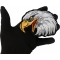 Eagle Head Facing Left Iron on Sew on Embroidered Patch Eagle Head Left facing Iron on Biker Patch shown on hand for size comparison