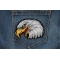 Eagle Head Facing Left Iron on Sew on Embroidered Patch Eagle Head Left facing Iron on Biker Patch shown on jeans