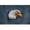 Eagle Head Facing Right Iron on Sew on Patch Eagle Head Facing Right Iron on Biker Patch shown on jeans