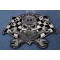 Motocycho 69 Skull, Checkered Flags and Wrenches Patch diagonal view