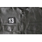13 Patch Black and White Square 13 Patch, Iron on Patch, Embroidered shown on leather vest