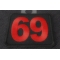 69 Patch Black Red Square 69 Patch diagonal view