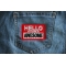 Hello My Name is Awesome Patch Hello My Name is Awesome Funny Iron on Patch shown on jeans