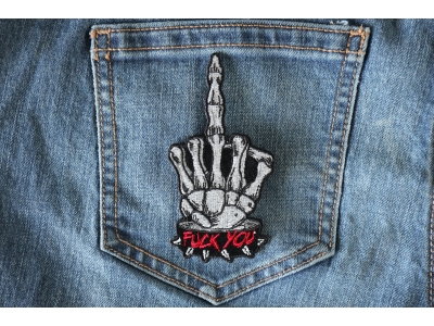 Skeleton Fuck You Middle Finger Patch