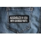 Assembled in USA with Chinese Parts Patch Assembled in USA with Chinese Parts Funny Iron on Patch shown on jeans