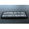 Assembled in USA with Puerto Rican Parts Funny Iron on Patch diagonal view