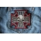 Maltese Skull Patch Maltese Skull Patch shown on jeans