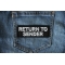 Return To Sender Funny Iron on Patch shown on jeans
