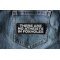 There are no Atheists in Foxholes Patch shown on jeans